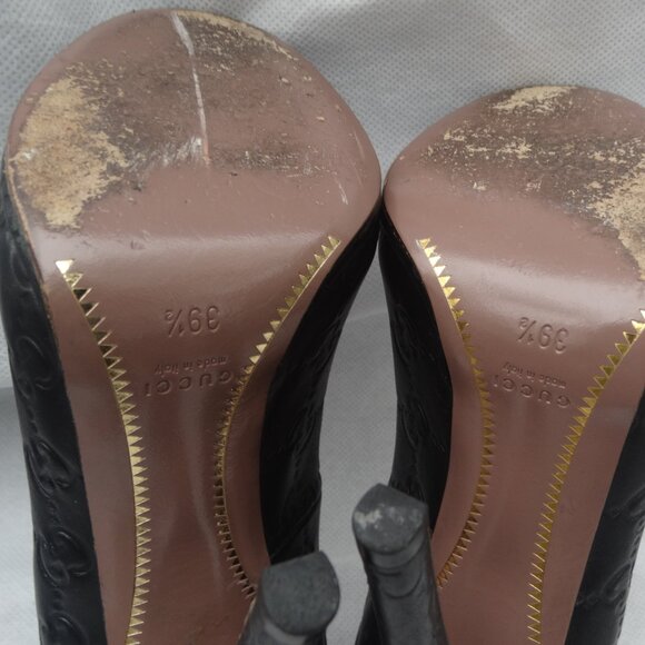 GUCCI GG Logo Guccisima Monogram Pumps Peep Toe 39.5/9 US, Horsebit heel ITALY - Picture 7 of 12